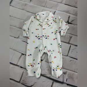 Pastels White Footie with Multicolor Print
